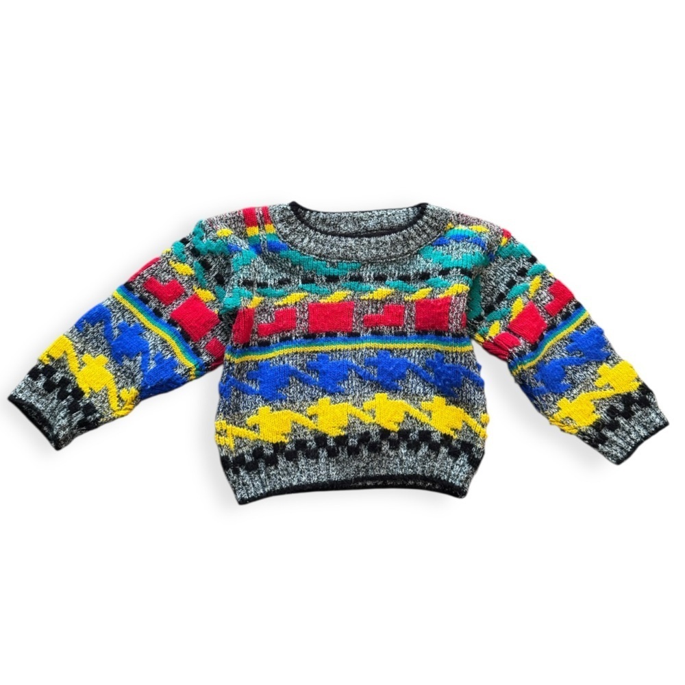 Children’s 90’s Vintage Multicolor Knit Barrel Sweater/Jumper - Picture 1 of 6